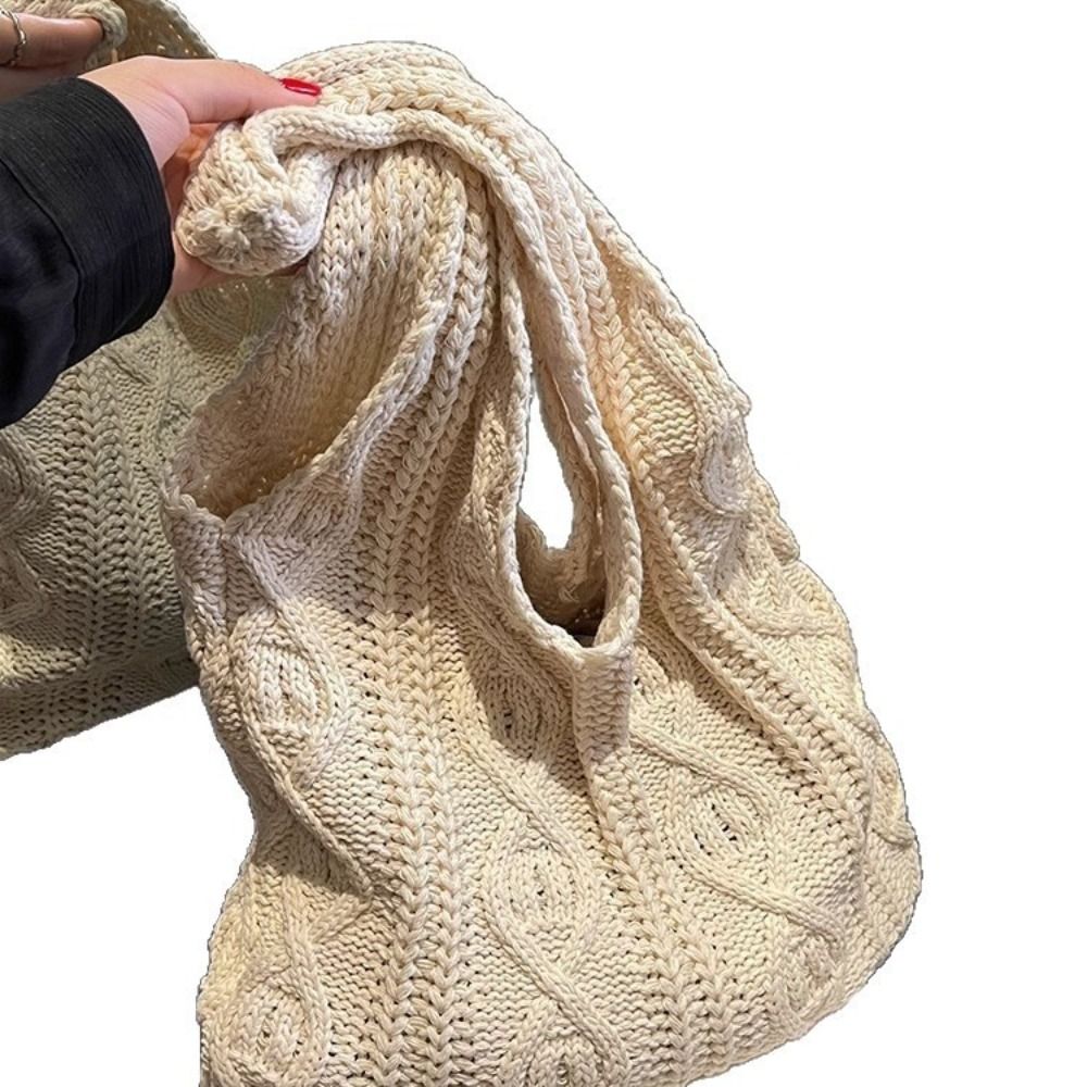 Crochet Market Bag - Knitted Braid Crochet Tote Bags Hollow
