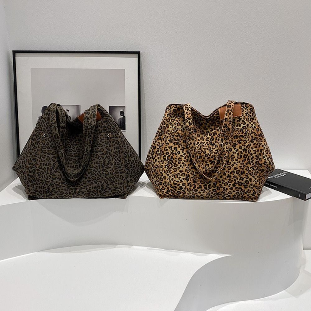 Women Bags Manufacturer - Canvas Material Canvas Tote Bag Leopard
