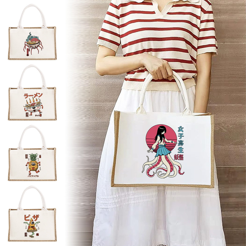 Beach Burlap Canvas Tote Bags  - Women Bags Jute 评论和价格