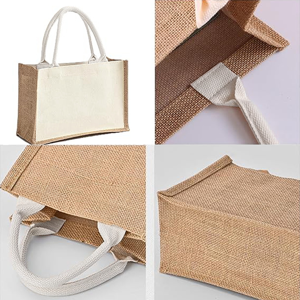 Beach Burlap Canvas Tote Bags  - Women Bags Jute 评论和价格