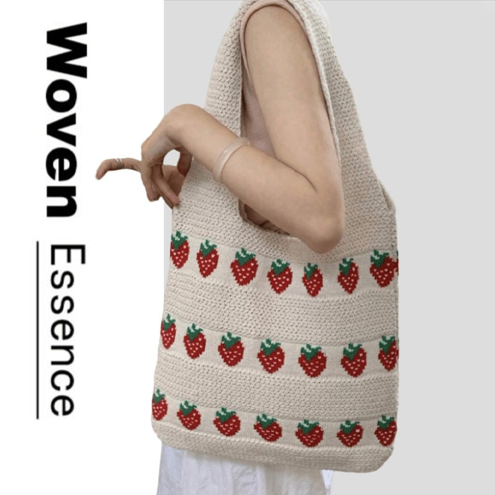 Knitted Design Women Handbag L - Crochet Market Bag 评论和价格
