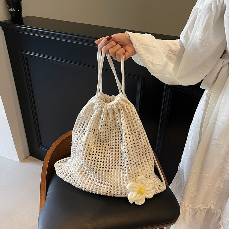 Solid Color Knitting Shoulder  - Crochet Market Bag 评论和价格