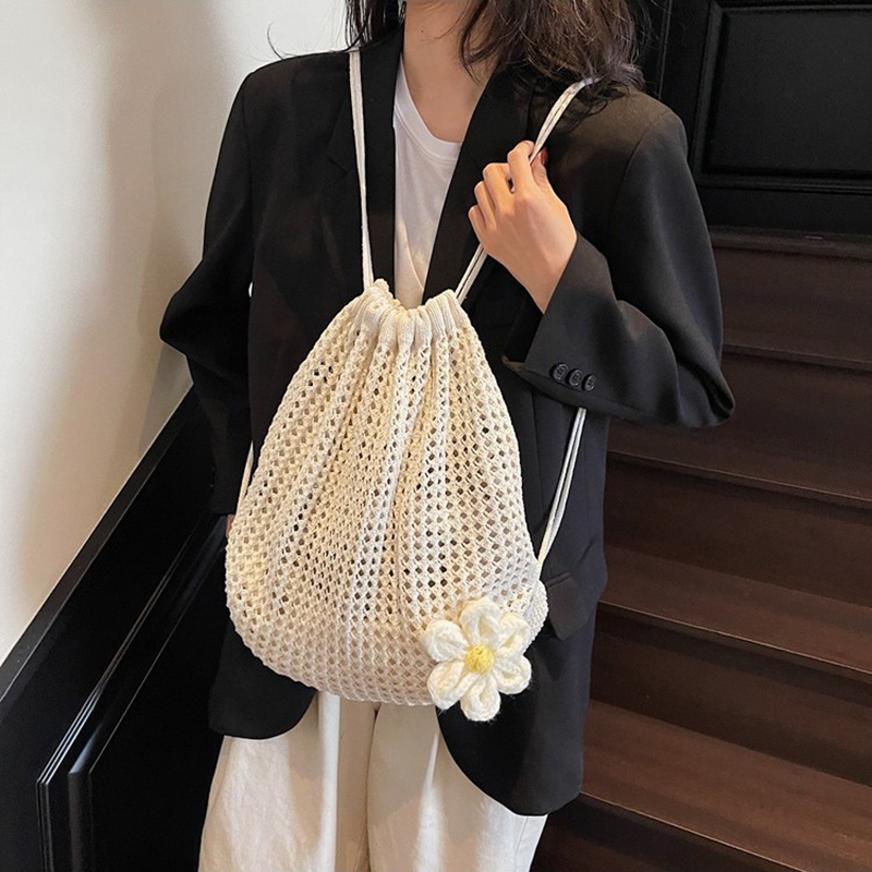 Solid Color Knitting Shoulder  - Crochet Market Bag 评论和价格