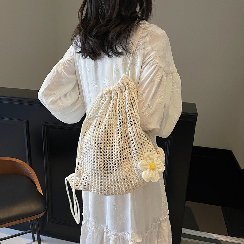 Solid Color Knitting Shoulder  - Crochet Market Bag 评论和价格