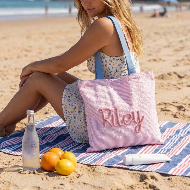 Personalized Beach Tote Bag —  - Crochet Market Bag 评论和价格