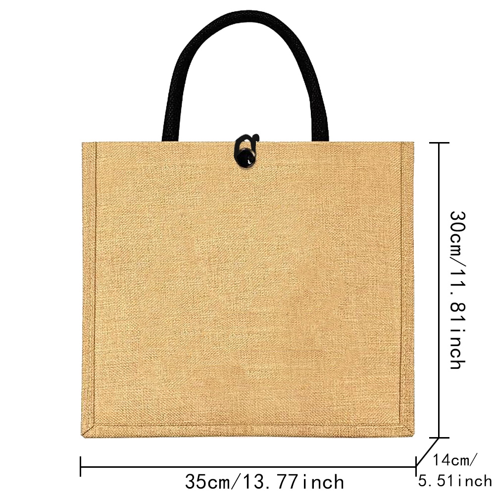 Flax Bag Fastener Handbag Orga - Women Bags Jute 评论和价格
