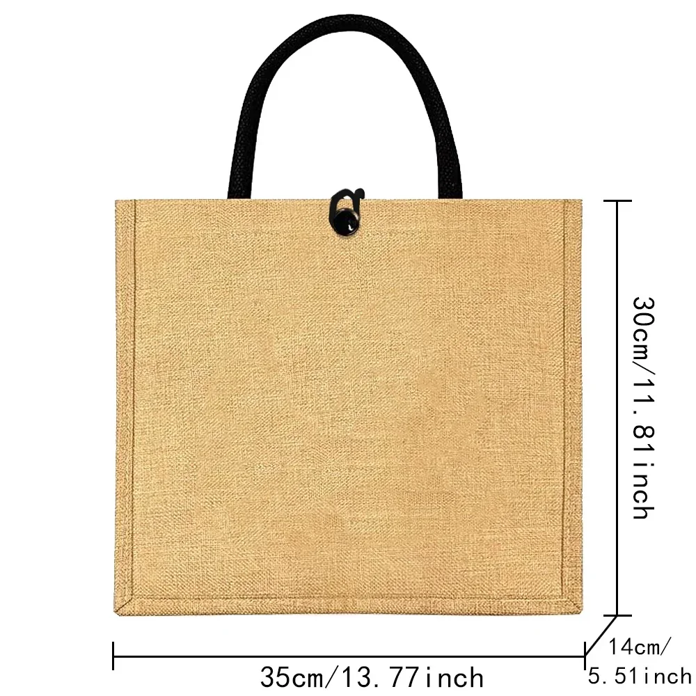 Flax Bag Fastener Handbag Orga - Women Bags Jute 评论和价格