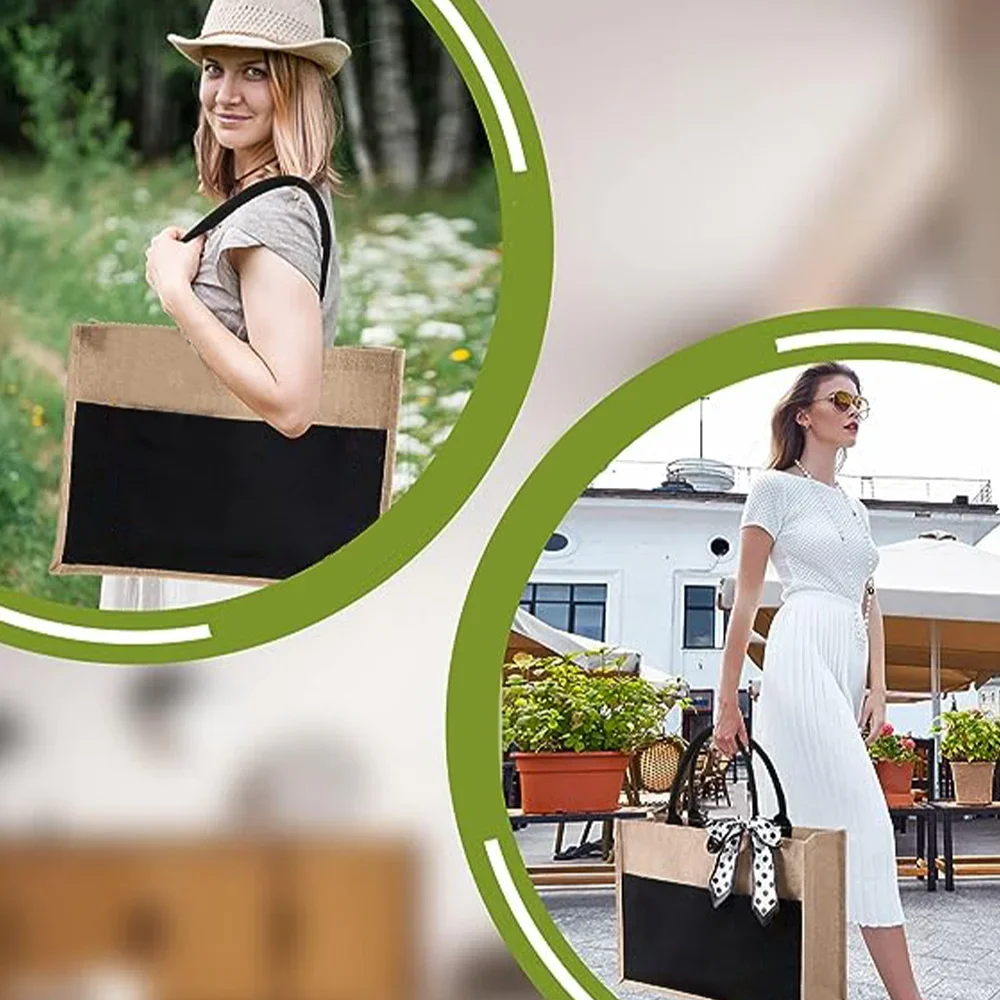 Tote Bag Reusable Jute Shoppin - Women Bags Jute 评论和价格