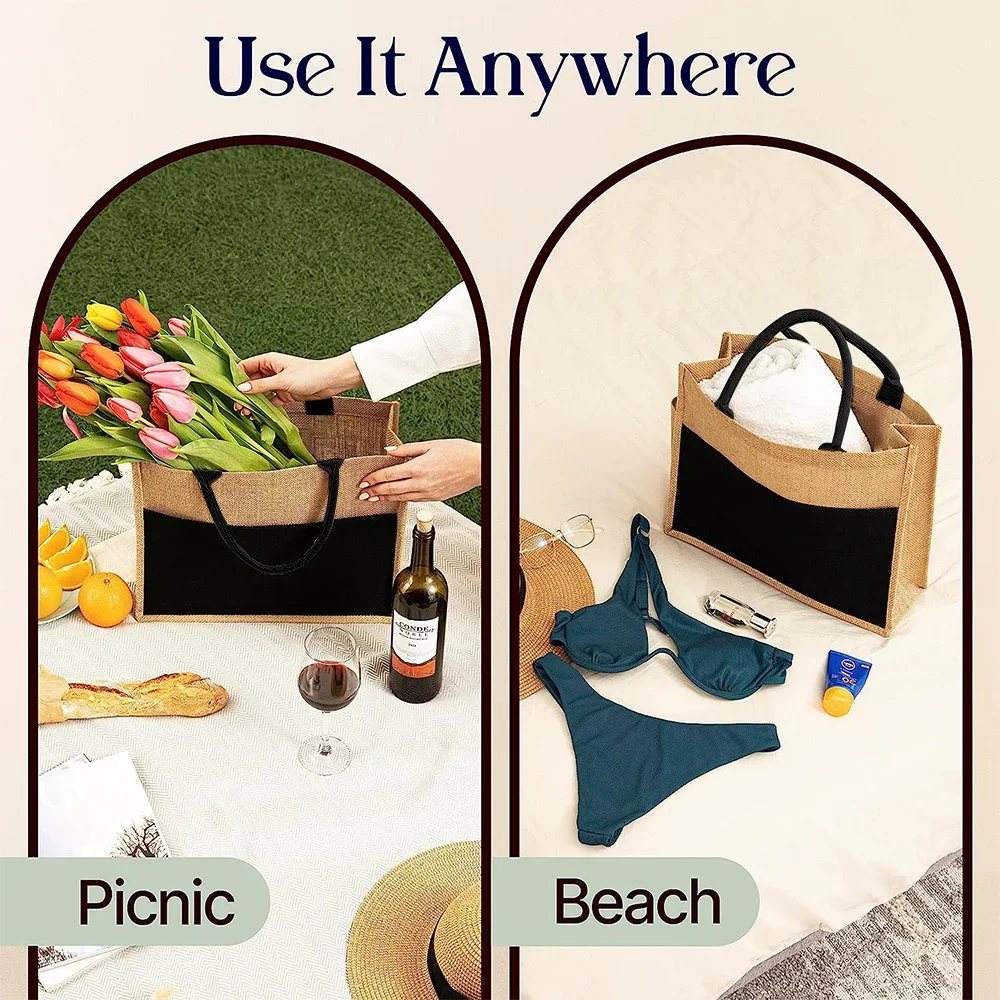 Tote Bag Reusable Jute Shoppin - Women Bags Jute 评论和价格