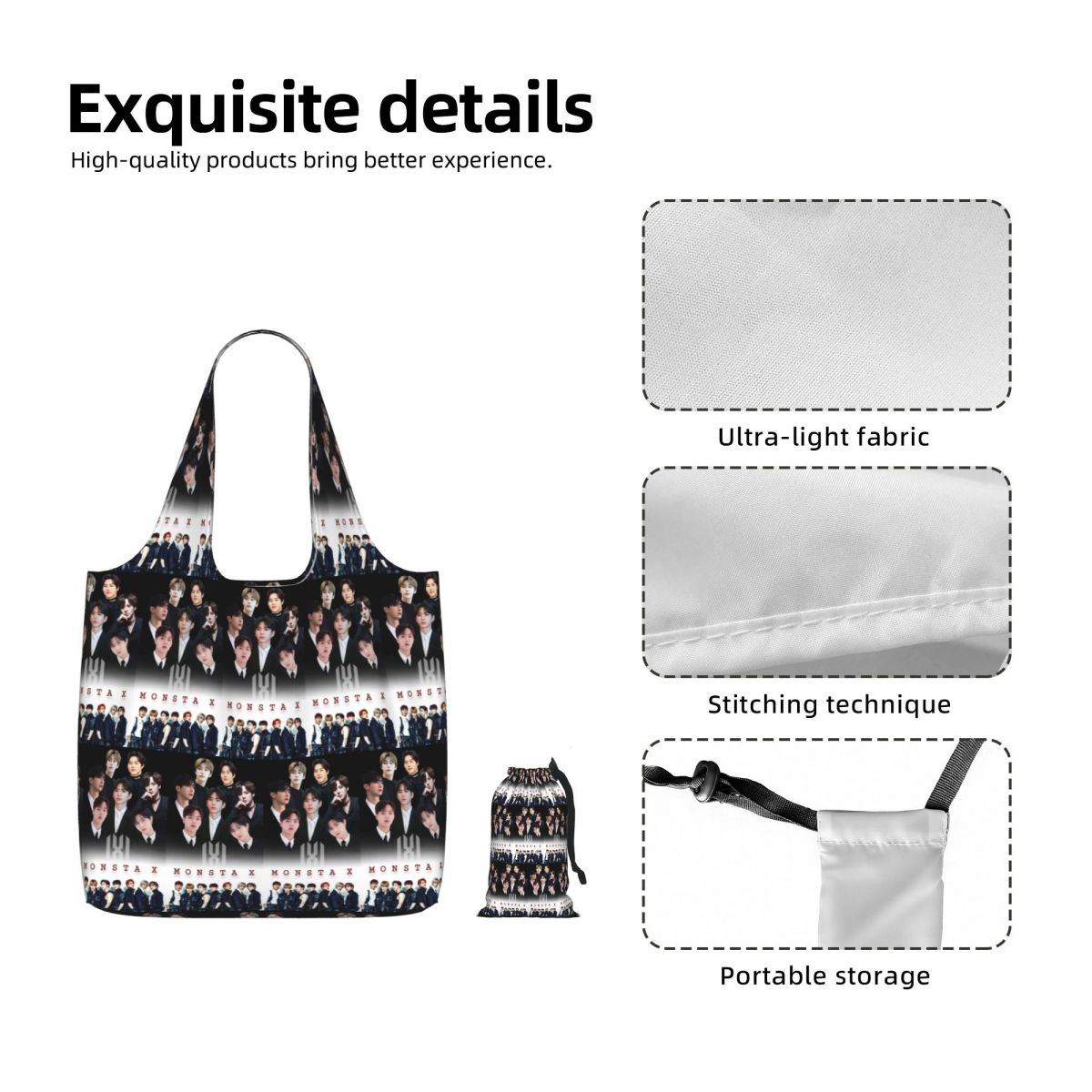 Monsta X Kpop Shopping Tote Ba - Women X Bags 评论和价格