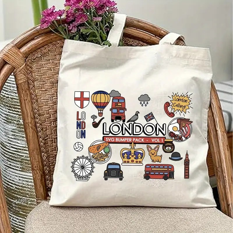 London UK Graphic Canvas Tote  - Women Bags In Uk 评论和价格