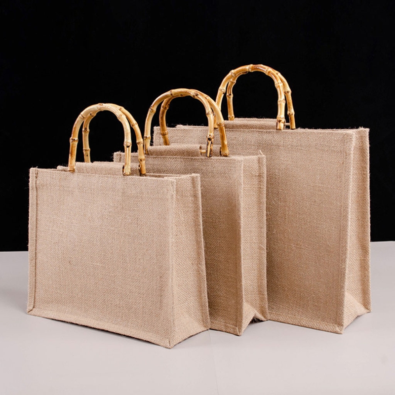 Portable Burlap Jute Shopping  - Women Bags Jute 评论和价格