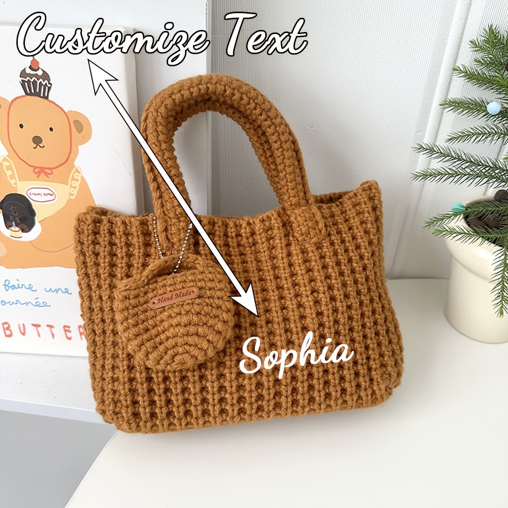 Custom Name Knitted Tote Bag W - Crochet Market Bag 评论和价格