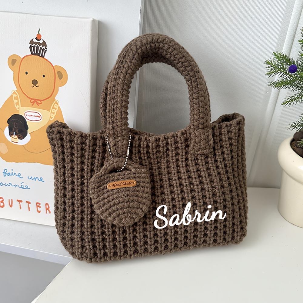 Custom Name Knitted Tote Bag W - Crochet Market Bag 评论和价格