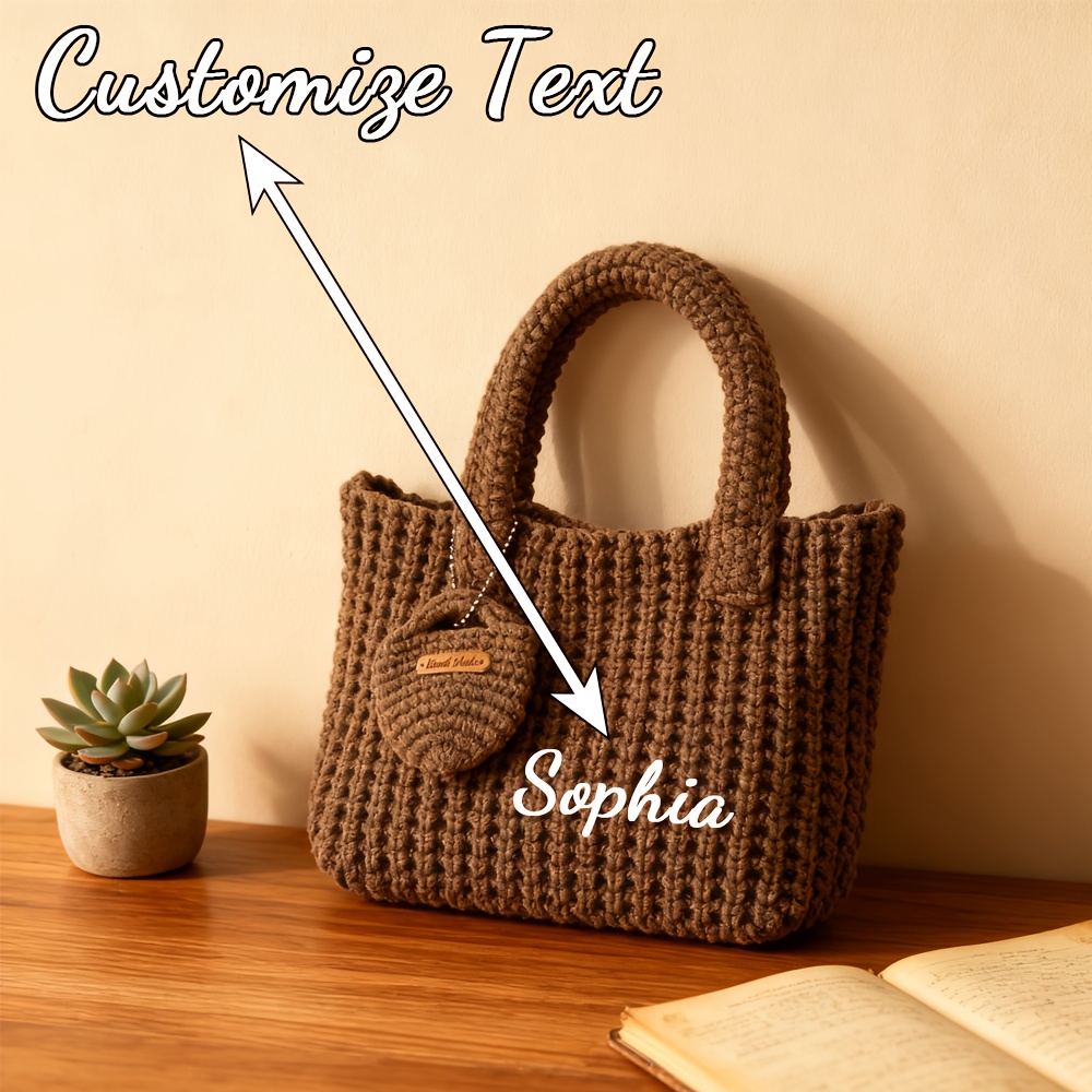 Custom Name Knitted Tote Bag W - Crochet Market Bag 评论和价格